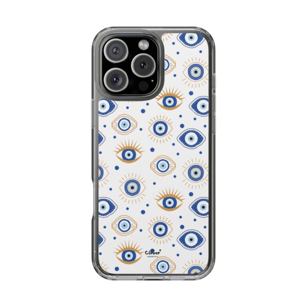 Protective Clear Phone Case with Evil Eye Patterns for Positive Vibes