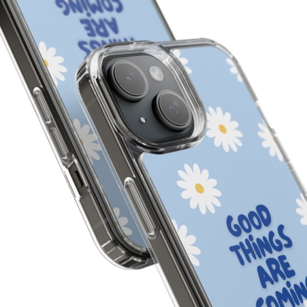 Daisy Pattern Clear Phone Case - "Good Things Are Coming" - Image 82